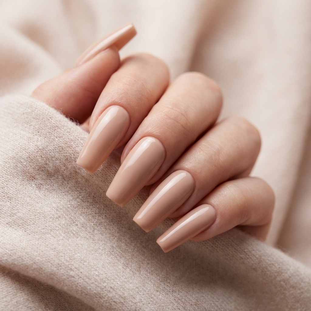 Coffin (Ballerina) nail shape from different angle