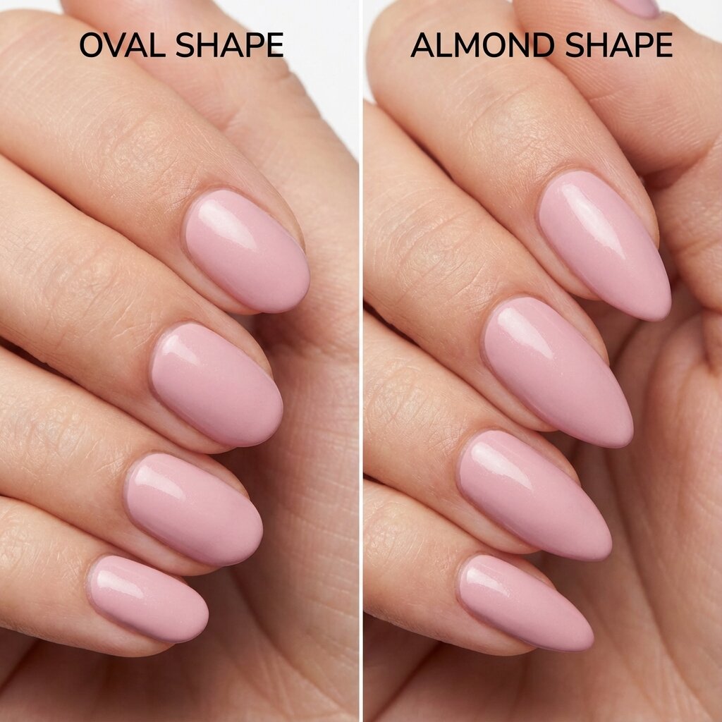 Oval comparison with other nail shapes