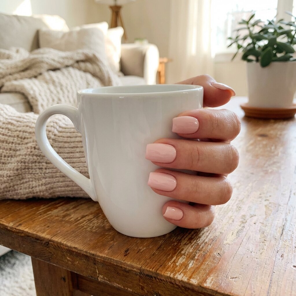 Squoval nail shape from different angle