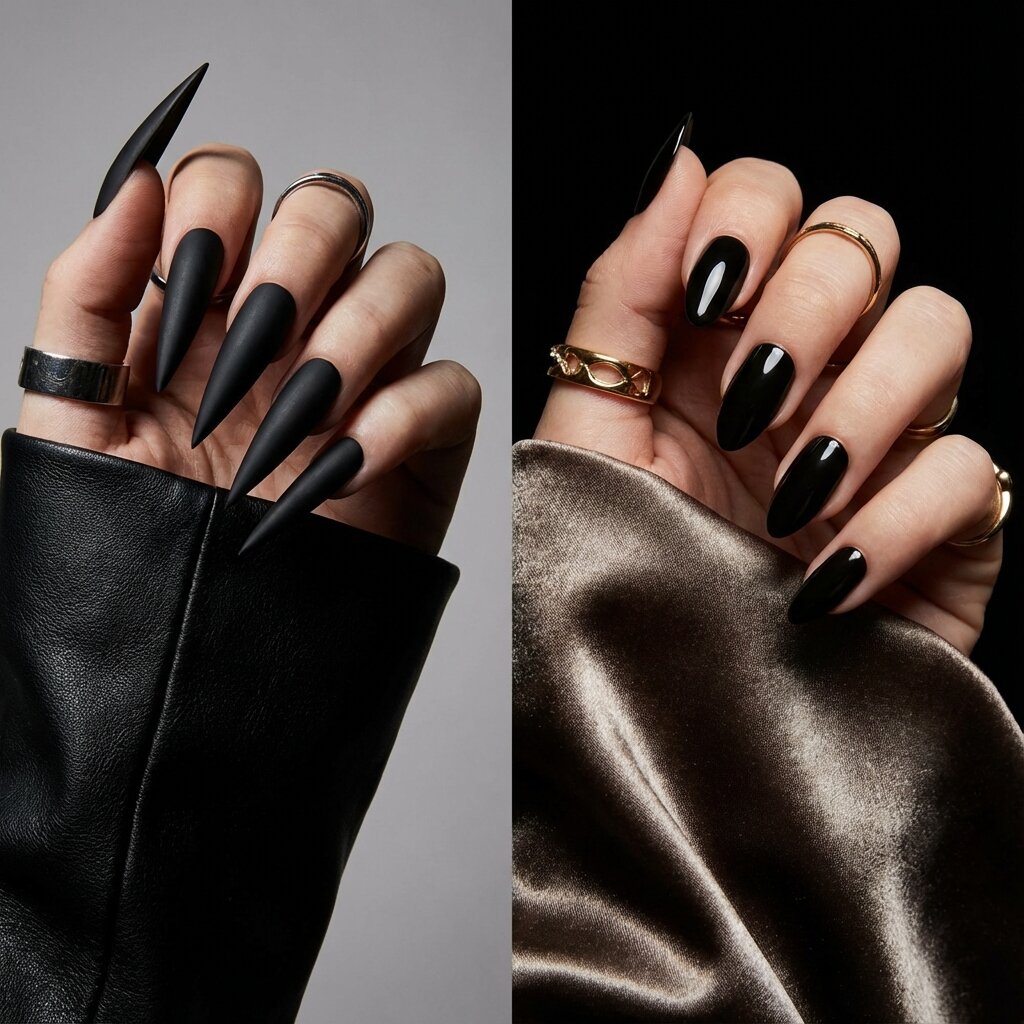 Stiletto comparison with other nail shapes