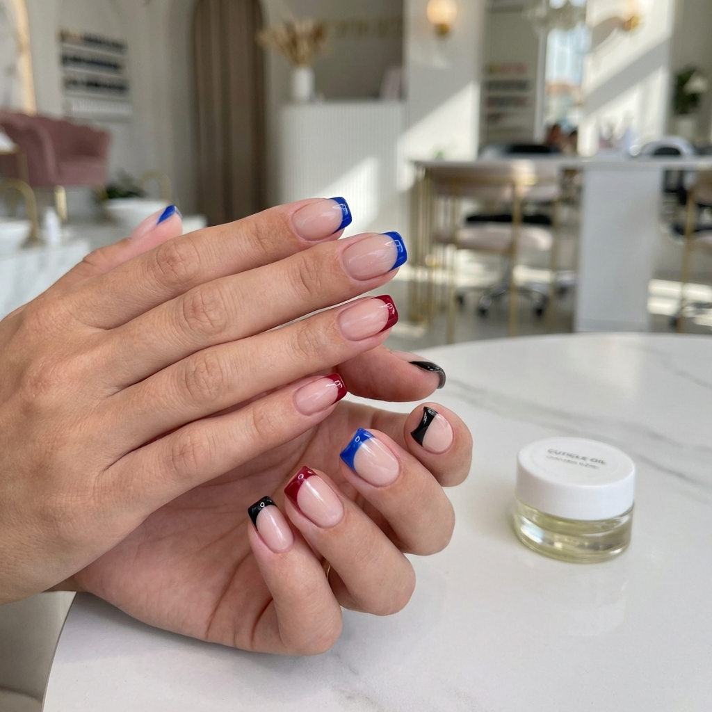 Colored Tips - Blue, red, or black French tips