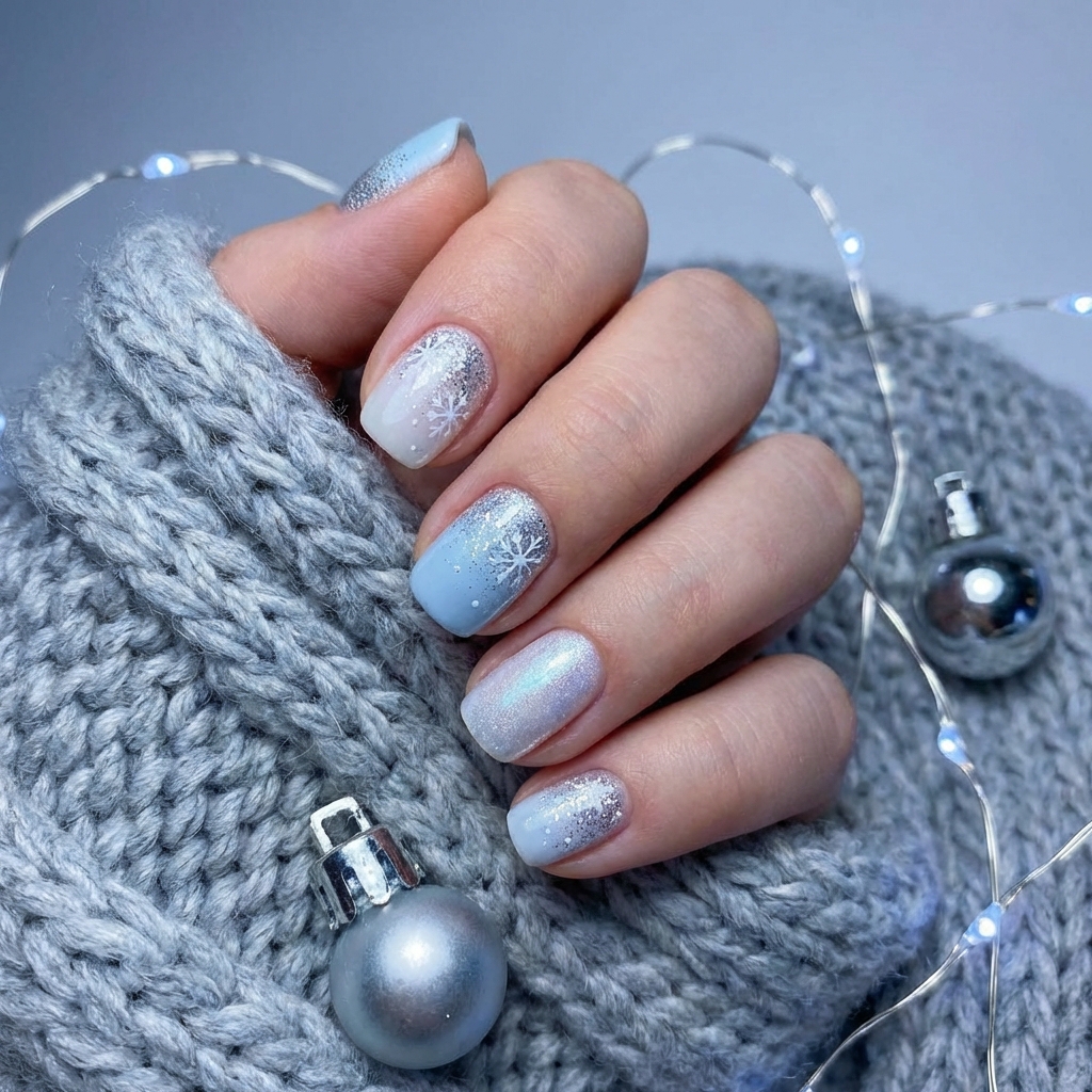 Winter Sparkle - Cool blues and silver glitter